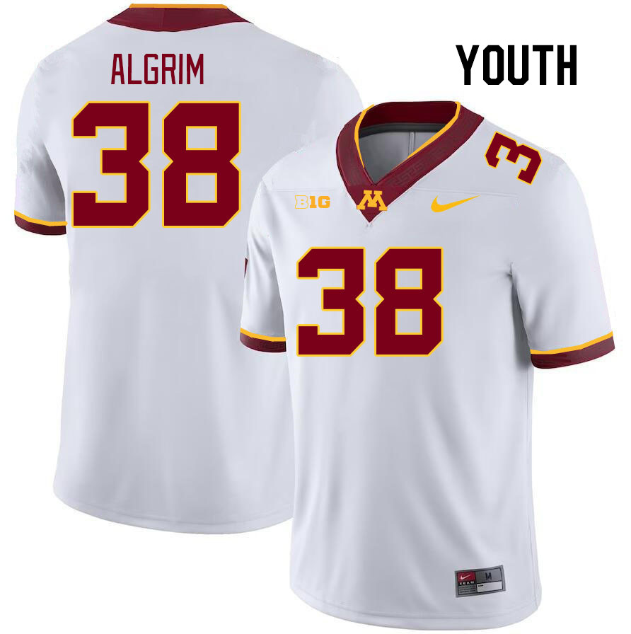 Youth #38 Ryan Algrim Minnesota Golden Gophers College Football Jerseys Stitched Sale-White - Click Image to Close